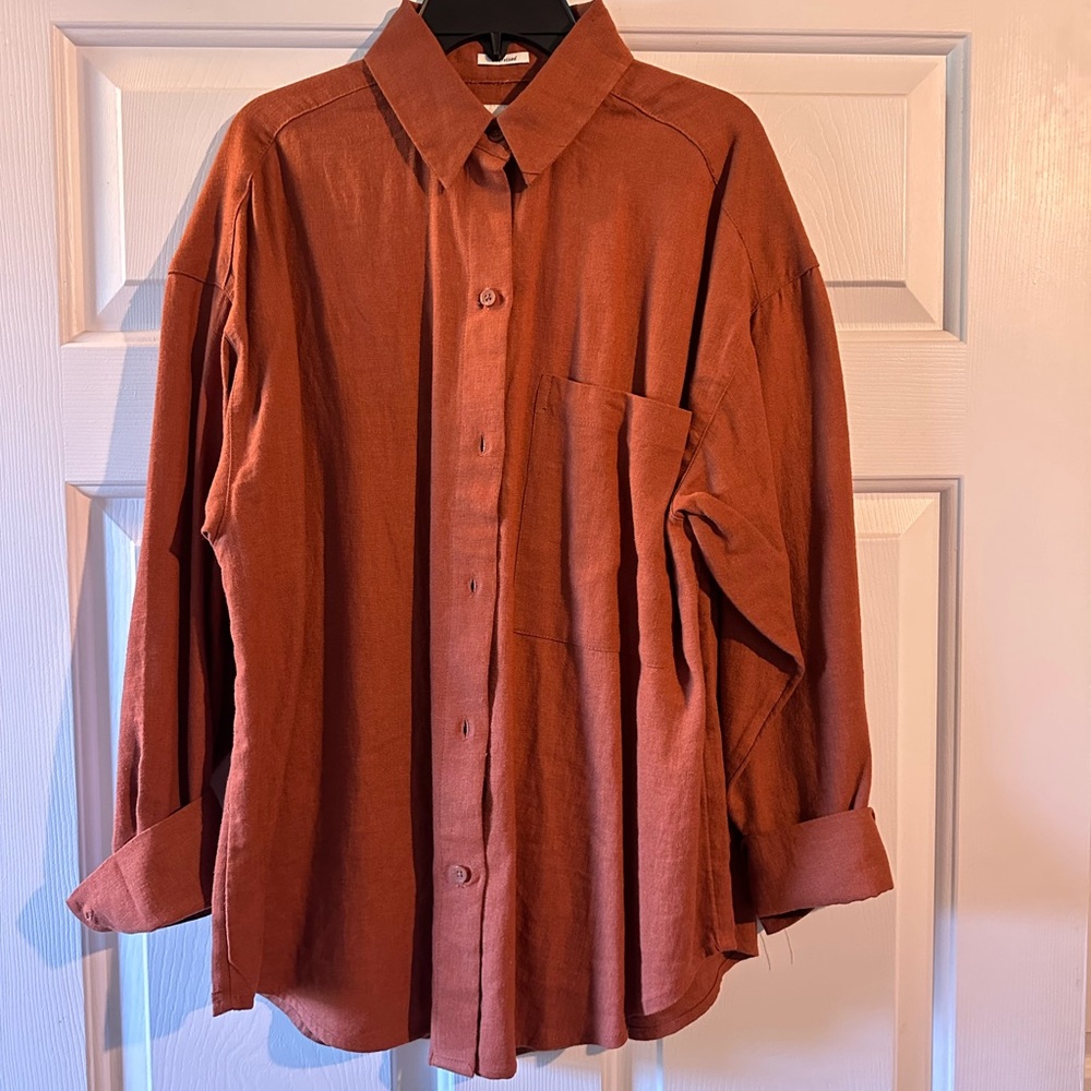 Rust Orange Button-Up Shirt